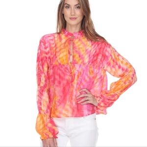 Zero Degrees Celsius Blouse Colorful Anthropologie Boho Tie-Dye